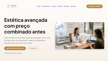 Página inicial do site Clínica Lumina: estética avançada