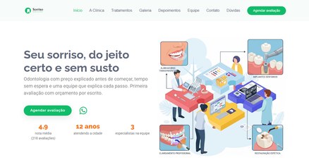 Página inicial do site Sorriso Real: clínica odontológica